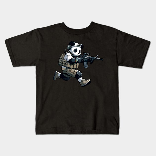 Tactical Panda Kids T-Shirt by Rawlifegraphic